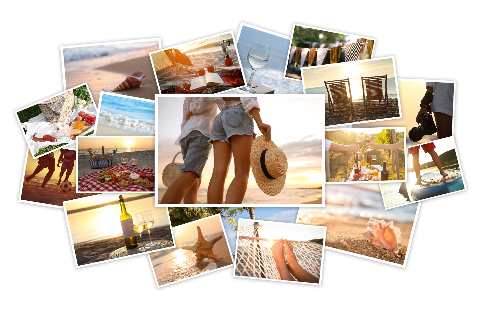 LED Bilderrahmen - Urlaubscollage am Strand