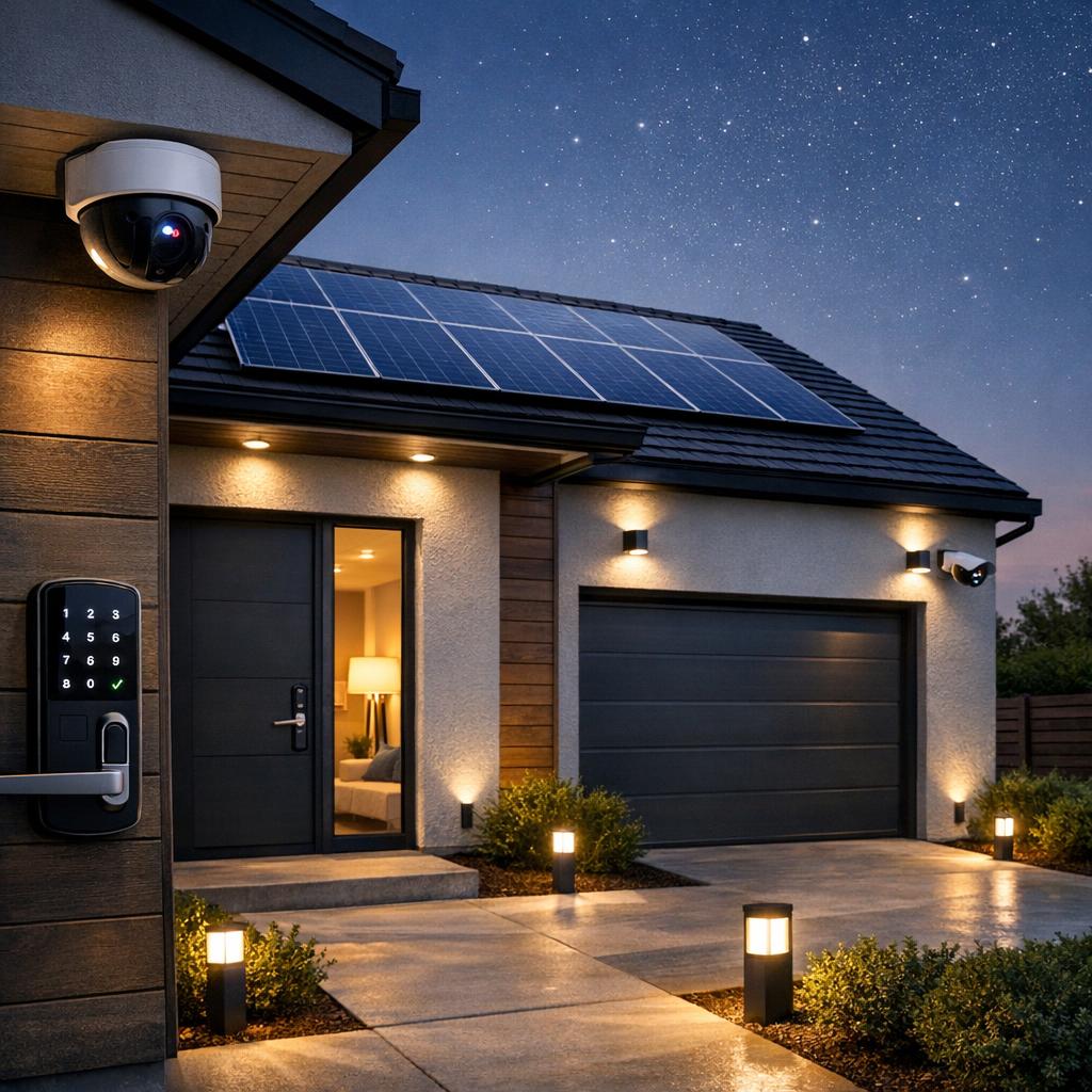 Smart Home mit Solaranlage, Kamera und digitalem Türschloss